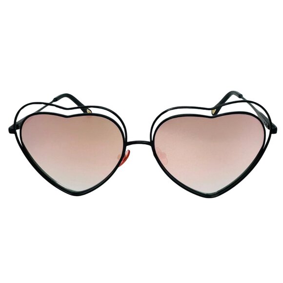 BetweenTheTwo Accessories - 6062 | Pink Mirror Lens Heart Sunglasses with Unique Double Frame